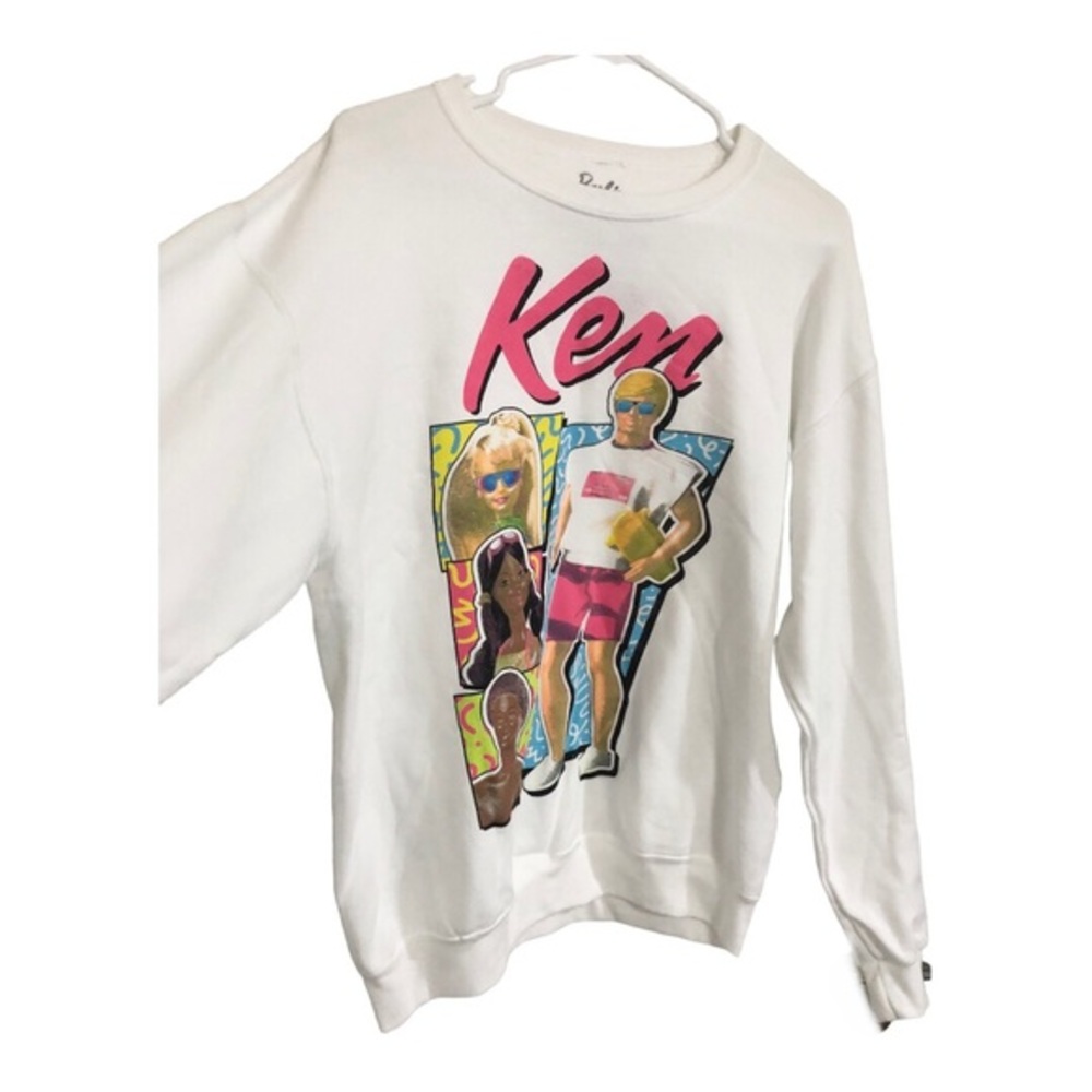 Black and White Barbies and Kens collage white sweatshirt size Medium brand new